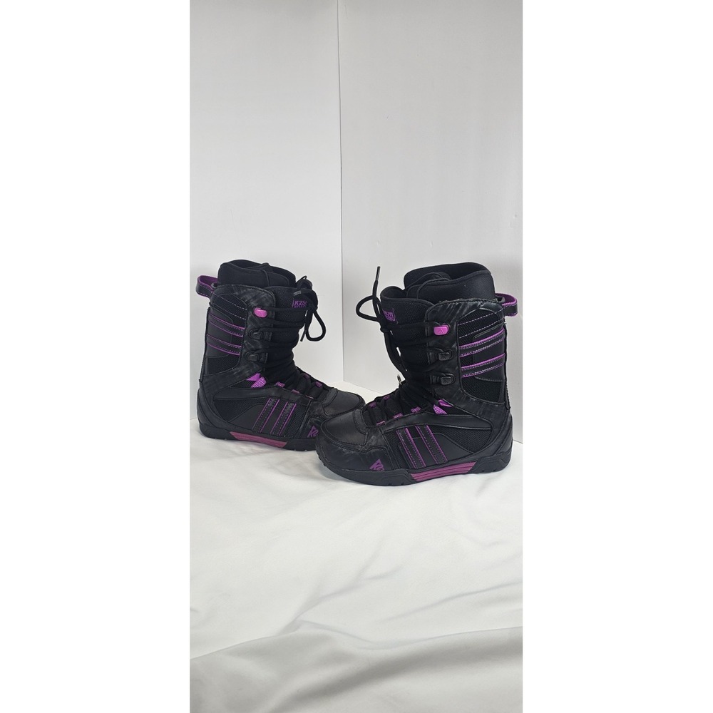 K2 Range Snowboard Boots Womens 8 Black Purple Lace‎ Up Winter Riding